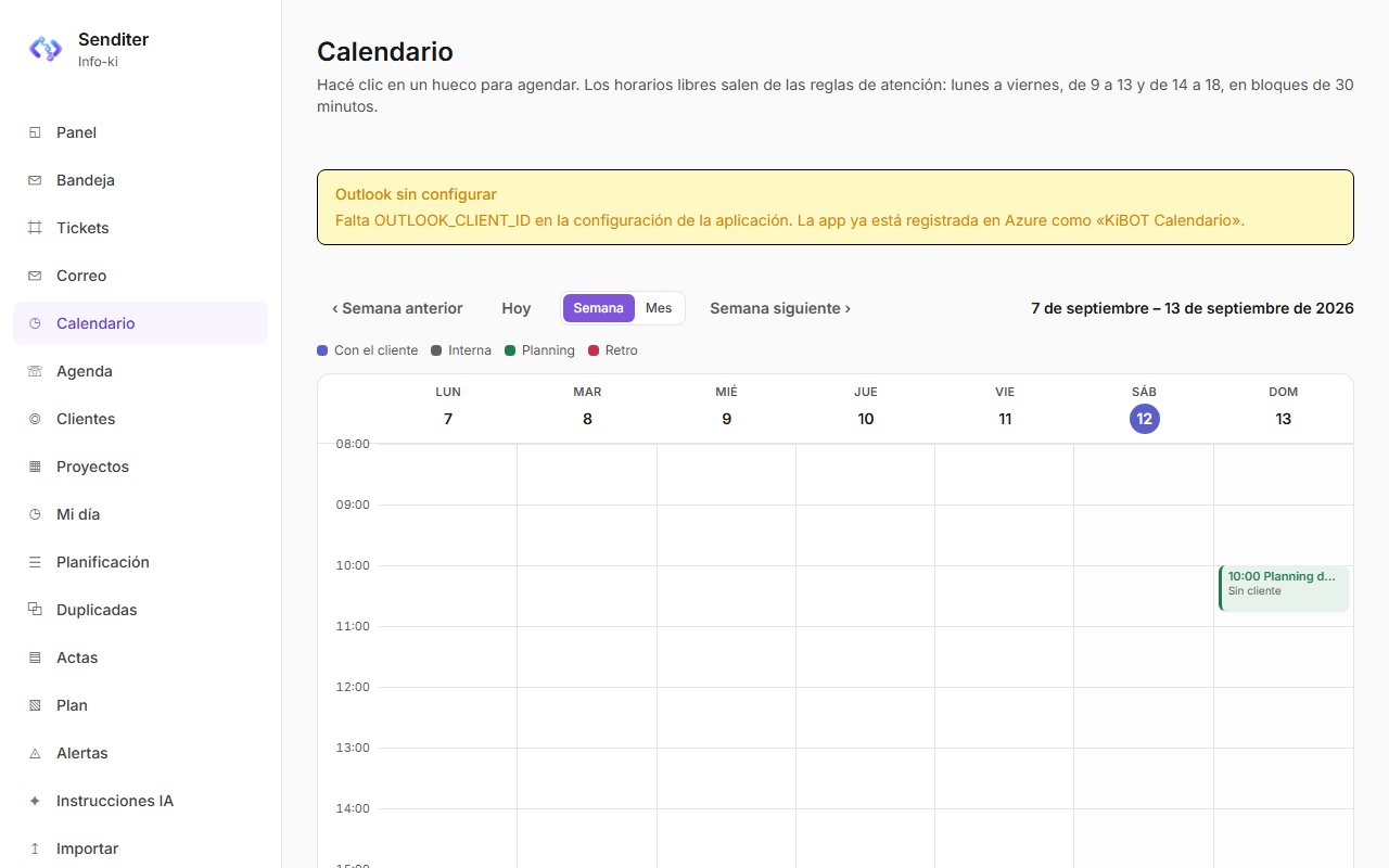 El calendario, por semana